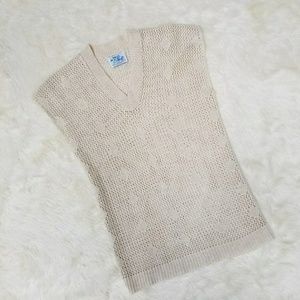 Vintage Open Knit Cream Sweater Small